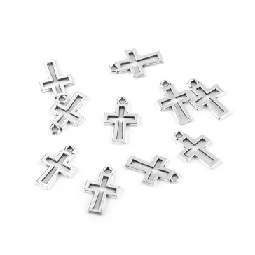 Medál 11x17 mm kereszt - platina (250 db-os csomagolás)