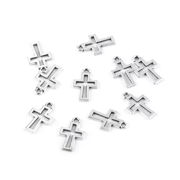 Medál 11x17 mm kereszt - platina (10 db-os csomagolás) Medál 11x17 mm kereszt - platina (10 db-os csomagolás)