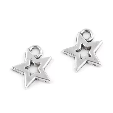 Csillag medál 12x12 mm - platina (500 db-os csomagolás)