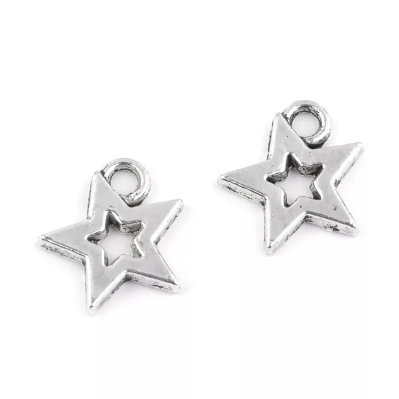 Csillag medál 12x12 mm - platina (10 db-os csomagolás) Csillag medál 12x12 mm - platina (10 db-os csomagolás)