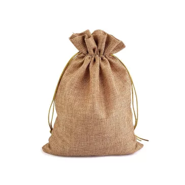   Ajándékzsák 22x28 cm juta imitáció - 5 sötét bézs (40 db-os csomagolás)