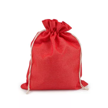   Ajándékzsák 22x28 cm juta imitáció - 10 piros (40 db-os csomagolás)