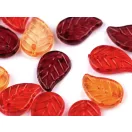 Műanyag levélke gyöngy vegyes 9x14 mm átlátszó - narancssárga mix (50 g-os csomagolás)