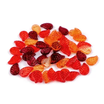   Műanyag levélke gyöngy vegyes 9x14 mm átlátszó - narancssárga mix (50 g-os csomagolás)