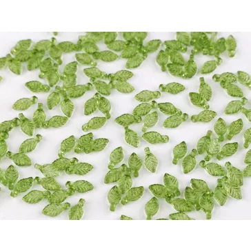   Műanyag levélke gyöngy vegyes 5x10mm átlátszó - 2 mix zöld (100 g-os csomagolás)