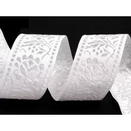 Mintás szalag szélessége 40 mm fehér pólya szalag
