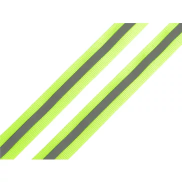   Fényvisszaverő sáv szélessége 15 mm szövetre - 3 vakító sárgászöld neon (100 m-os csomagolás)
