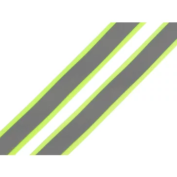  Fényvisszaverő sáv szélessége 15 mm szövetre - 3 vakító sárgászöld neon (100 m-os csomagolás)