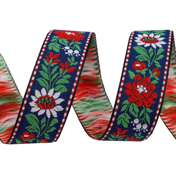 Népviseleti mintás szalag 25 mm - 42/1 zafírkék Népviseleti mintás szalag 25 mm - 42/1 zafírkék