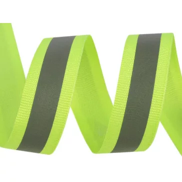   Fényvisszaverő pánt szélessége 20 mm szövöt anyagon - 1 vakító sárgászöld neon (5 m-es csomagolás)