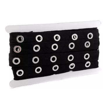   Paszomány / ringlis szalag szélessége 24 mm - 1 fekete nikkel (27 m-os csomagolás)