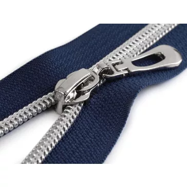   Spirálcipzár ezüst fogazással No 7 hossza 61 cm - 322 fekete (10 db-os csomagolás)