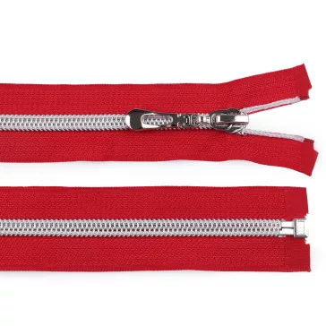   Spirálcipzár ezüst fogazással No 7 hossza 70 cm - 148 piros (25 db-os csomagolás)