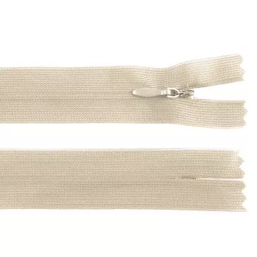   Rejtett spirál cipzár No 3 hossza 60 cm dederon - 307 krémszín (10 db-os csomagolás)