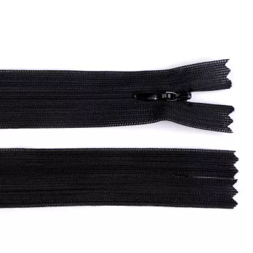   Rejtett spirál cipzár No 3 hossza 40 cm dederon - 332 fekete (10 db-os csomagolás)