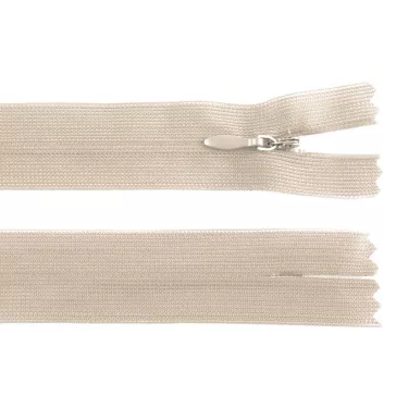   Rejtett spirál cipzár No 3 hossza 30 cm dederon - 307 krémszín (10 db-os csomagolás)