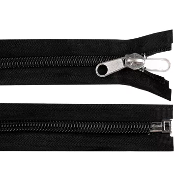   Sátor cipzár No 10 kétoldalas húzóka hossz 150 cm - fekete (25 db-os csomagolás)