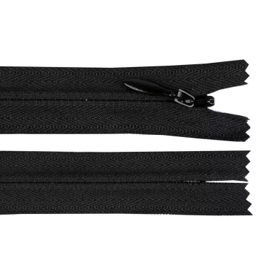   Rejtett spirálos cipzár YKK No 4 hossza 60 cm - 580 fekete (20 db-os csomagolás)