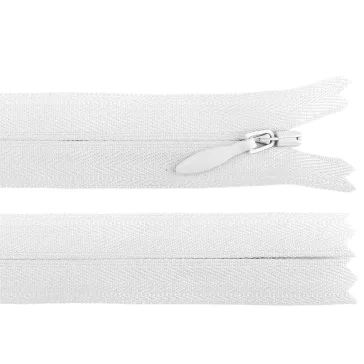   Rejtett spirálos cipzár YKK No 4 hossza 50 cm - 501 fehér (20 db-os csomagolás)