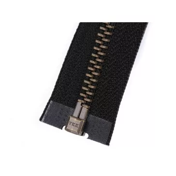   Antik sárgaréz cipzáras YKK No 5 65 cm-es kabát - fekete (25 db-os csomagolás)