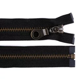 Antik sárgaréz cipzáras YKK No 5 hossz, 80 cm-es kabát