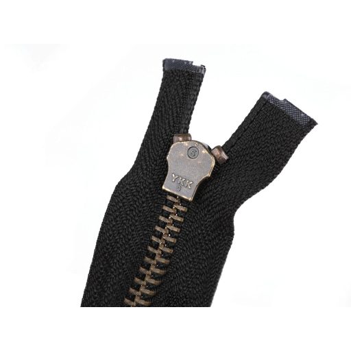 Antik sárgaréz cipzáras YKK No 5 hossz, 80 cm-es kabát