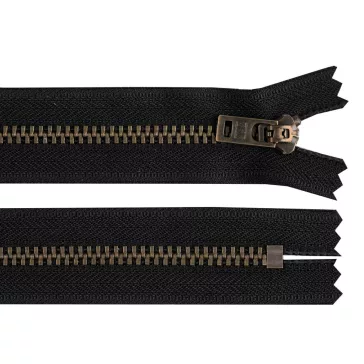   YKK cipzár No 5 18 cm sárgaréz ( jeans) - 580 fekete sárgaréz (25 db-os csomagolás)