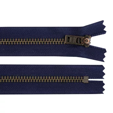   YKK cipzár No 5 18 cm sárgaréz ( jeans) - 919 sötétkék sárgaréz (25 db-os csomagolás)