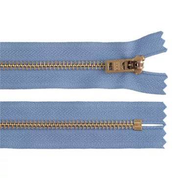   YKK cipzár No 5 18 cm sárgaréz ( jeans) - 231 kék sárgaréz (25 db-os csomagolás)