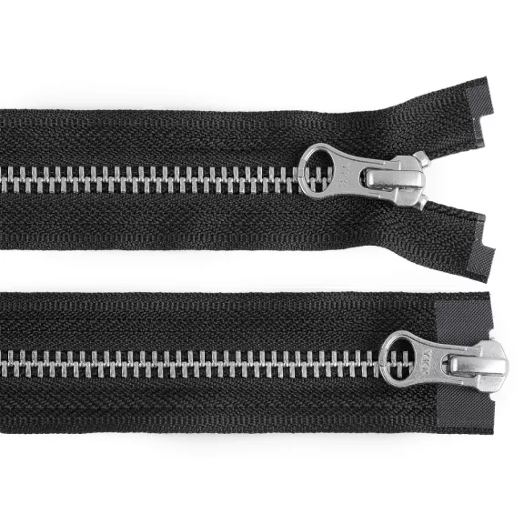 Fém cipzár YKK No 5 bontható 2 csúszóka 60 cm bőr kabátba duplanyitású - fekete nikkel (25 db-os csomagolás) Fém cipzár YKK No 5 bontható 2 csúszóka 60 cm bőr kabátba duplanyitású - fekete nikkel (25 db-os csomagolás)