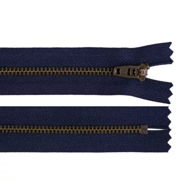   YKK 4-es fémcipzár, hossza 20 cm (farmer) - 2 (919) sötétkék sárgaréz (25 db-os csomagolás)