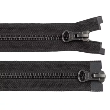   Fém cipzár YKK No 5 bontható 2 kocsi / kétirányú, 90 cm, bőr - fekete fekete nikkel (25 db-os csomagolás)
