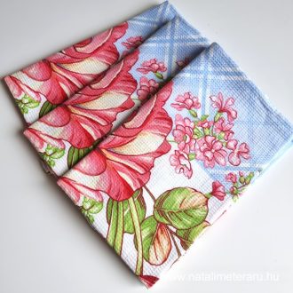 Festői virágok, 3 darabos konyharuha világoskék