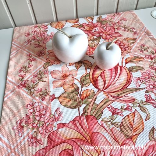 Festői virágok, 3 darabos konyharuha+asztalifutó 1,2 szett (lazac)