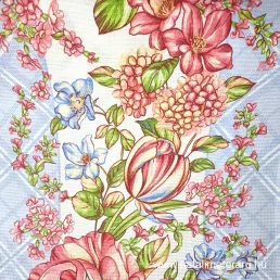 Festői virágok kék alapon, 50 cm széles darázs szövet