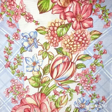   Painterly flowers blue on a background, 50 cm wide waffle fabric