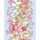 Painterly flowers blue on a background, 50 cm wide waffle fabric