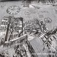 Grey city images patterned 50 cm wide cotton fabric
