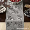 Grey city images patterned 50 cm wide cotton fabric