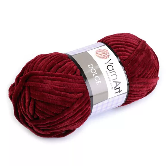 Zsenília kötőfonal Dolce 100 g - 9 (752) sötétpiros (1 db-os csomagolás) Zsenília kötőfonal Dolce 100 g - 9 (752) sötétpiros (1 db-os csomagolás)