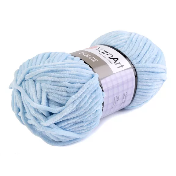 Zsenília kötőfonal Dolce 100 g - 11 (749) nefelejcskék világos (5 db-os csomagolás) Zsenília kötőfonal Dolce 100 g - 11 (749) nefelejcskék világos (5 db-os csomagolás)