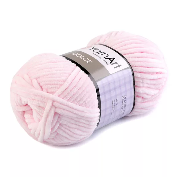 Zsenília kötőfonal Dolce 100 g - 13 (750) rózsszín legvilágosabb (5 db-os csomagolás) Zsenília kötőfonal Dolce 100 g - 13 (750) rózsszín legvilágosabb (5 db-os csomagolás)