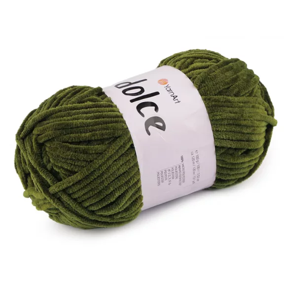 Zsenília kötőfonal Dolce 100 g - 37 (772) khakizöld (1 db-os csomagolás) Zsenília kötőfonal Dolce 100 g - 37 (772) khakizöld (1 db-os csomagolás)