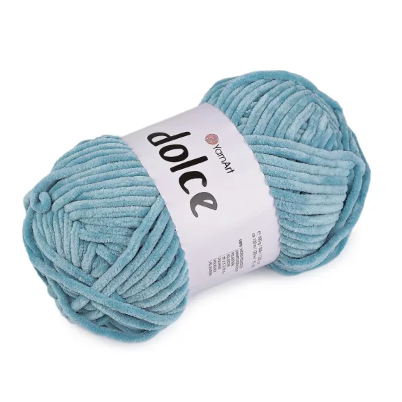 Zsenília kötőfonal Dolce 100 g - 43 (860) angyali kék (5 db-os csomagolás) Zsenília kötőfonal Dolce 100 g - 43 (860) angyali kék (5 db-os csomagolás)
