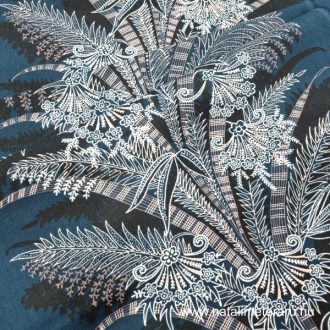 Sötét türkizkék páfrány 50 cm széles pamutvászon