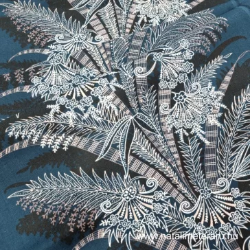 Dark turquoise blue fern 50 cm wide cotton fabric