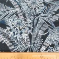 Dark turquoise blue fern 50 cm wide cotton fabric