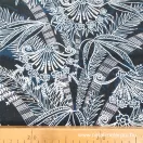 Dark turquoise blue fern 50 cm wide cotton fabric