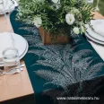 Dark turquoise blue fern 50 cm wide cotton fabric