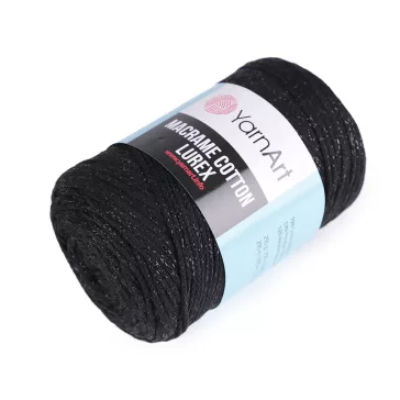   Kötőfonal Macrame Cotton lurex 250 g - 13 (722) fekete (1 db-os csomagolás)